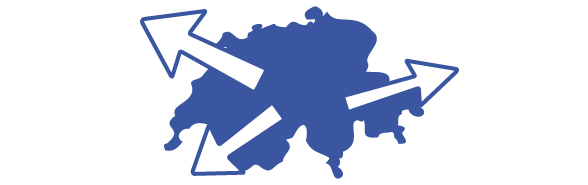 IlIllustration, die den Warenfluss aus der Schweiz darstellt.